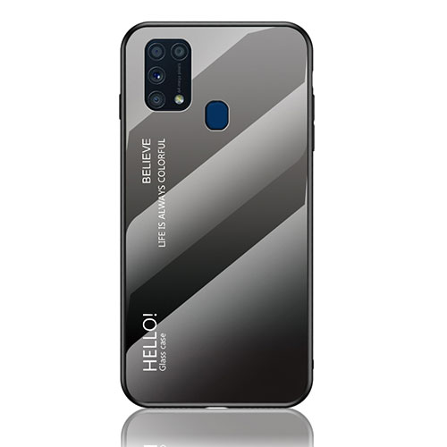 Silicone Frame Mirror Rainbow Gradient Case Cover LS1 for Samsung Galaxy M21s Dark Gray