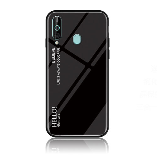 Silicone Frame Mirror Rainbow Gradient Case Cover LS1 for Samsung Galaxy M40 Black