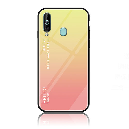 Silicone Frame Mirror Rainbow Gradient Case Cover LS1 for Samsung Galaxy M40 Yellow