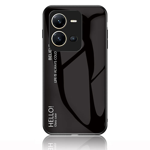 Silicone Frame Mirror Rainbow Gradient Case Cover LS1 for Vivo V25 5G Black