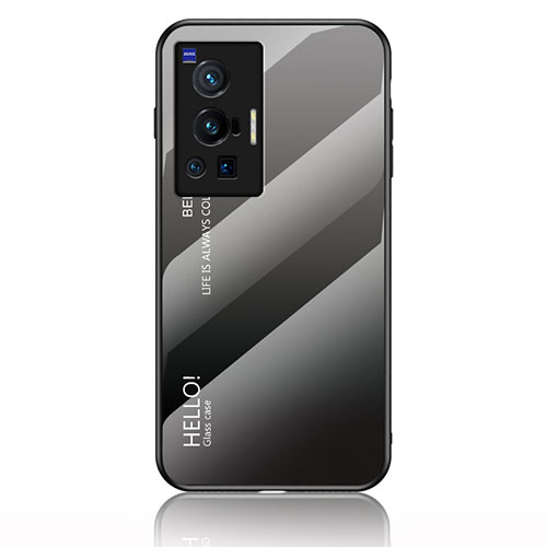 Silicone Frame Mirror Rainbow Gradient Case Cover LS1 for Vivo X70 Pro 5G Dark Gray