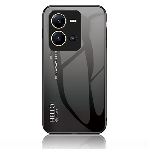 Silicone Frame Mirror Rainbow Gradient Case Cover LS1 for Vivo X80 Lite 5G Dark Gray