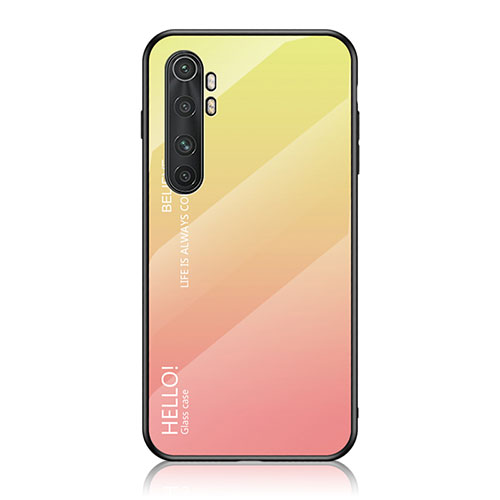 Silicone Frame Mirror Rainbow Gradient Case Cover LS1 for Xiaomi Mi Note 10 Lite Yellow