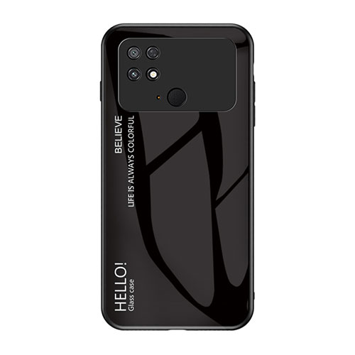 Silicone Frame Mirror Rainbow Gradient Case Cover LS1 for Xiaomi Poco C40 Black