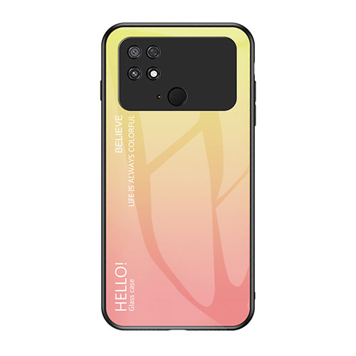 Silicone Frame Mirror Rainbow Gradient Case Cover LS1 for Xiaomi Poco C40 Yellow
