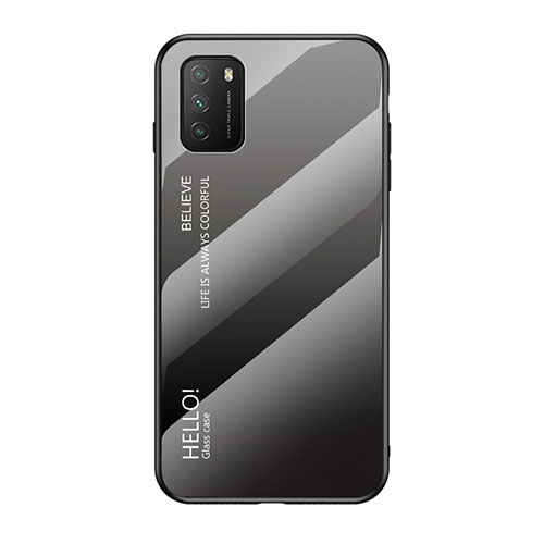Silicone Frame Mirror Rainbow Gradient Case Cover LS1 for Xiaomi Poco M3 Dark Gray