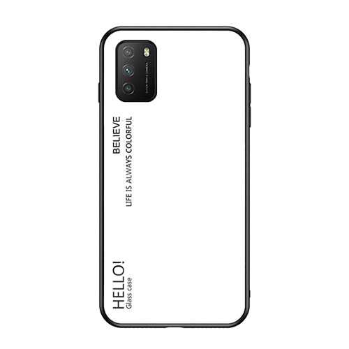 Silicone Frame Mirror Rainbow Gradient Case Cover LS1 for Xiaomi Poco M3 White