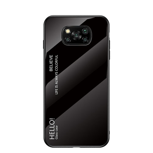 Silicone Frame Mirror Rainbow Gradient Case Cover LS1 for Xiaomi Poco X3 NFC Black