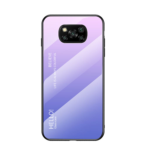 Silicone Frame Mirror Rainbow Gradient Case Cover LS1 for Xiaomi Poco X3 NFC Clove Purple