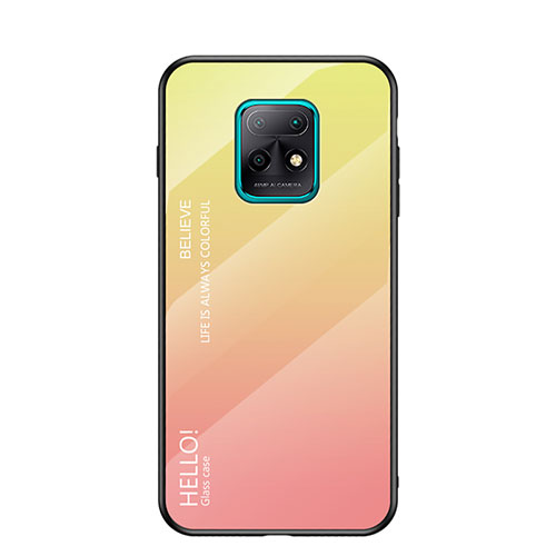 Silicone Frame Mirror Rainbow Gradient Case Cover LS1 for Xiaomi Redmi 10X Pro 5G Yellow