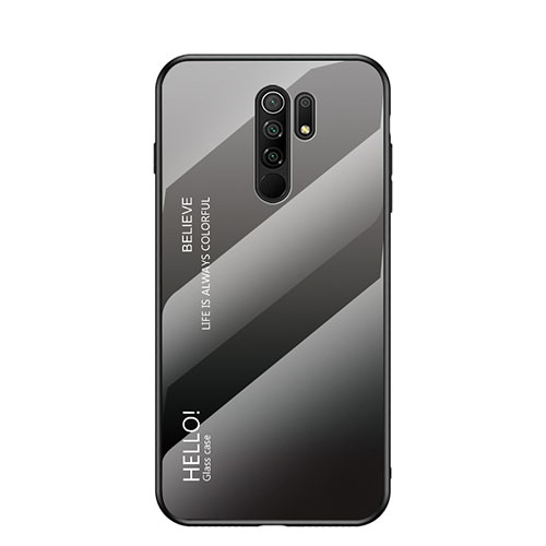 Silicone Frame Mirror Rainbow Gradient Case Cover LS1 for Xiaomi Redmi 9 Dark Gray