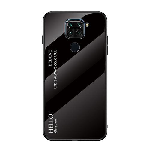 Silicone Frame Mirror Rainbow Gradient Case Cover LS1 for Xiaomi Redmi Note 9 Black