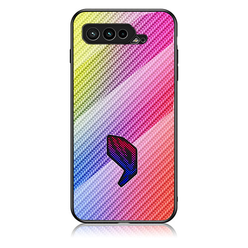Silicone Frame Mirror Rainbow Gradient Case Cover LS2 for Asus ROG Phone 5s Pro Orange