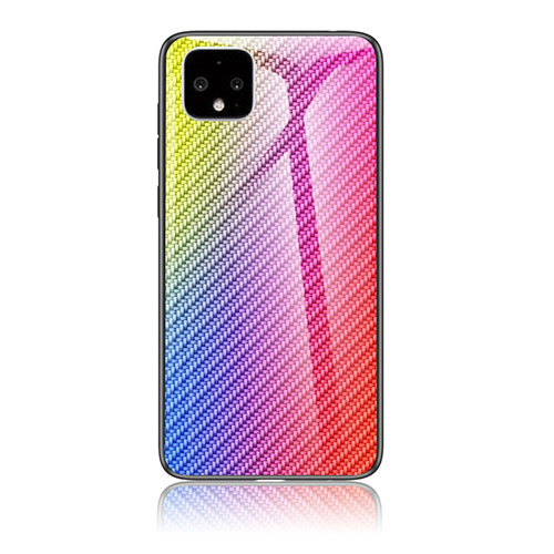 Silicone Frame Mirror Rainbow Gradient Case Cover LS2 for Google Pixel 4 Pink