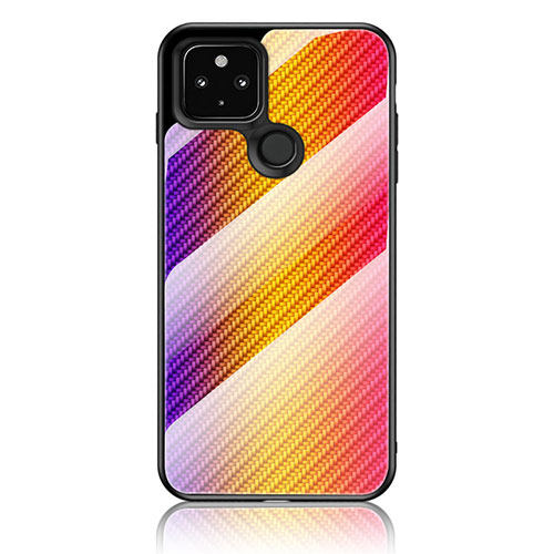 Silicone Frame Mirror Rainbow Gradient Case Cover LS2 for Google Pixel 5 Orange