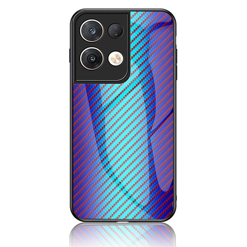 Silicone Frame Mirror Rainbow Gradient Case Cover LS2 for Oppo Reno9 Pro+ Plus 5G Blue