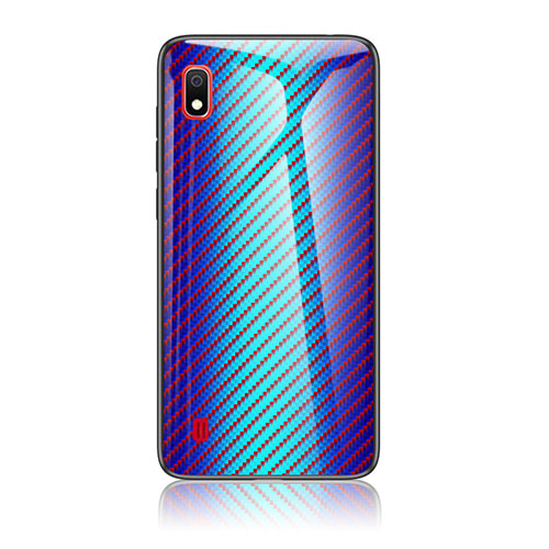 Silicone Frame Mirror Rainbow Gradient Case Cover LS2 for Samsung Galaxy A10 Blue