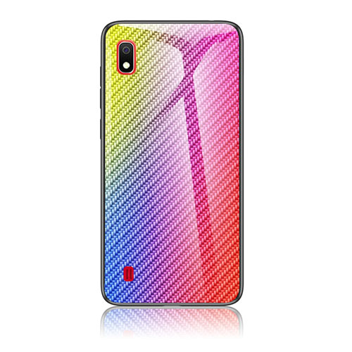 Silicone Frame Mirror Rainbow Gradient Case Cover LS2 for Samsung Galaxy A10 Pink