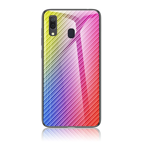 Silicone Frame Mirror Rainbow Gradient Case Cover LS2 for Samsung Galaxy A30 Pink