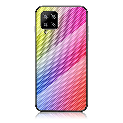 Silicone Frame Mirror Rainbow Gradient Case Cover LS2 for Samsung Galaxy A42 5G Pink
