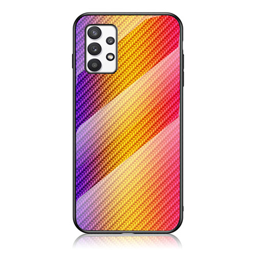 Silicone Frame Mirror Rainbow Gradient Case Cover LS2 for Samsung Galaxy A53 5G Orange