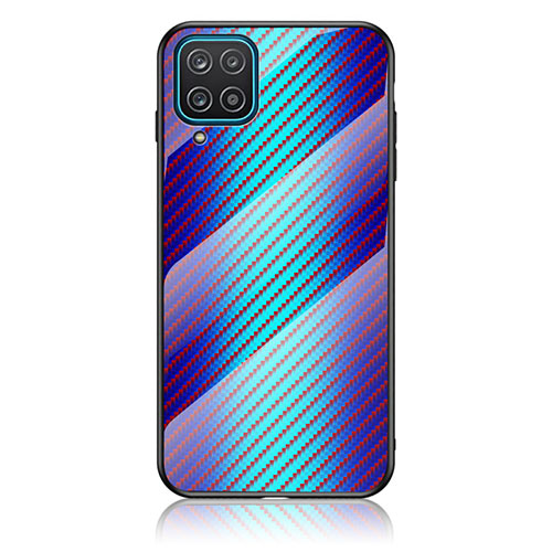 Silicone Frame Mirror Rainbow Gradient Case Cover LS2 for Samsung Galaxy M12 Blue