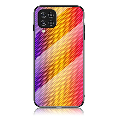 Silicone Frame Mirror Rainbow Gradient Case Cover LS2 for Samsung Galaxy M32 4G Orange