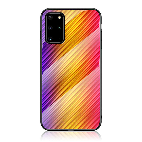 Silicone Frame Mirror Rainbow Gradient Case Cover LS2 for Samsung Galaxy S20 Plus 5G Orange