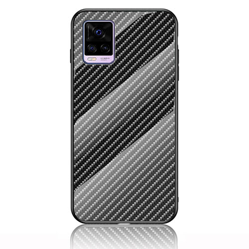 Silicone Frame Mirror Rainbow Gradient Case Cover LS2 for Vivo V20 Black