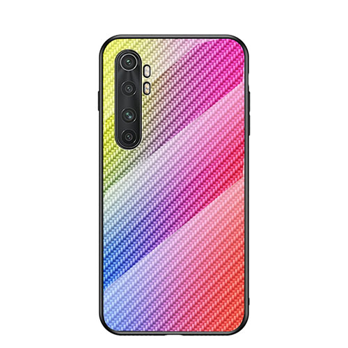 Silicone Frame Mirror Rainbow Gradient Case Cover LS2 for Xiaomi Mi Note 10 Lite Pink