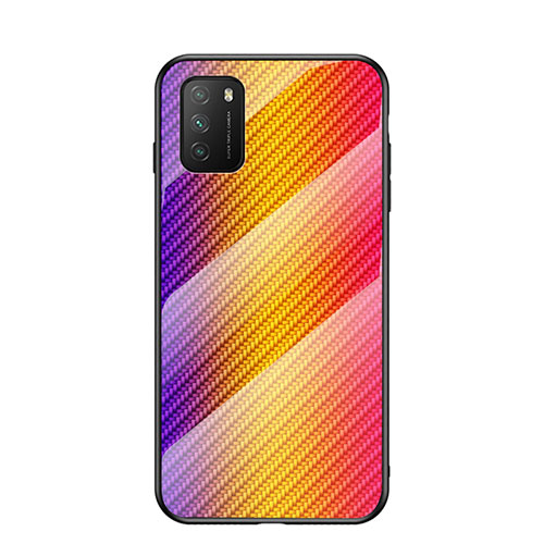 Silicone Frame Mirror Rainbow Gradient Case Cover LS2 for Xiaomi Poco M3 Orange