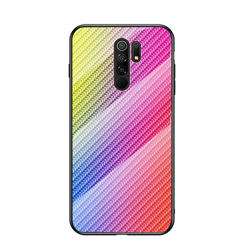 Silicone Frame Mirror Rainbow Gradient Case Cover LS2 for Xiaomi Redmi 9 Pink