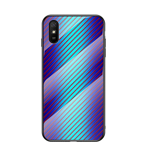 Silicone Frame Mirror Rainbow Gradient Case Cover LS2 for Xiaomi Redmi 9AT Blue