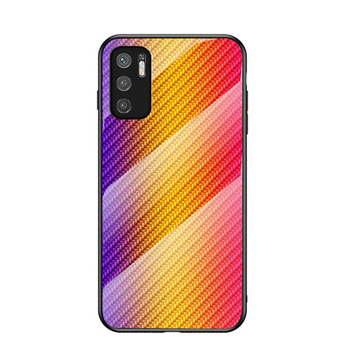 Silicone Frame Mirror Rainbow Gradient Case Cover LS2 for Xiaomi Redmi Note 10T 5G Orange