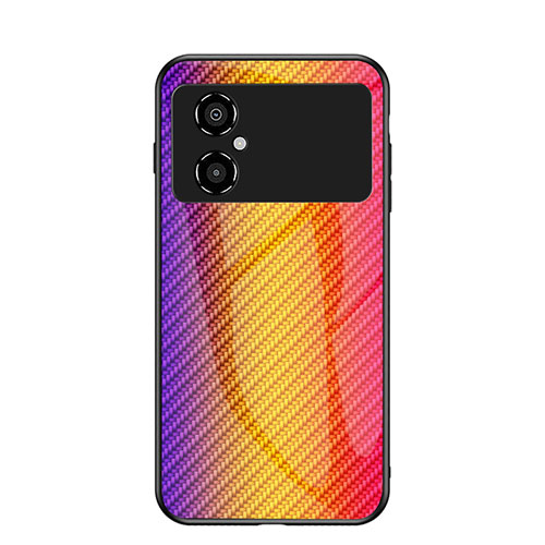 Silicone Frame Mirror Rainbow Gradient Case Cover LS2 for Xiaomi Redmi Note 11R 5G Orange