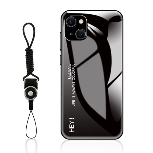 Silicone Frame Mirror Rainbow Gradient Case Cover M01 for Apple iPhone 13 Mini Black