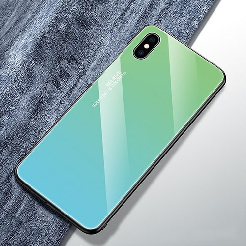 Silicone Frame Mirror Rainbow Gradient Case Cover M01 for Apple iPhone X Green