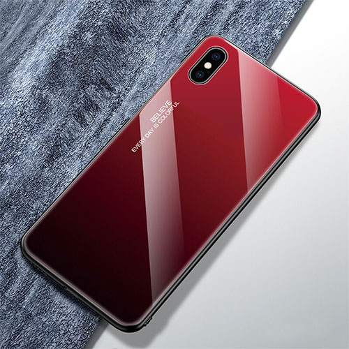 Silicone Frame Mirror Rainbow Gradient Case Cover M01 for Apple iPhone X Red