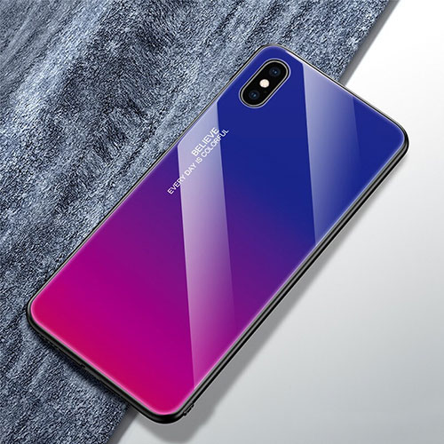 Silicone Frame Mirror Rainbow Gradient Case Cover M01 for Apple iPhone Xs Max Mixed