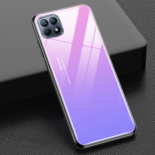 Silicone Frame Mirror Rainbow Gradient Case Cover M01 for Oppo Reno4 SE 5G Pink