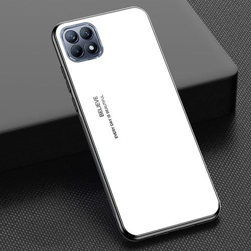 Silicone Frame Mirror Rainbow Gradient Case Cover M01 for Oppo Reno4 SE 5G White