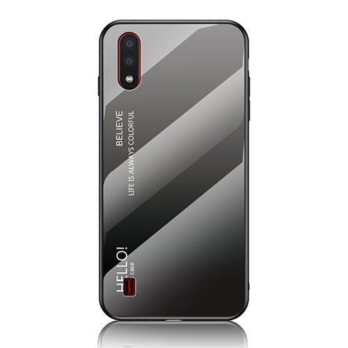 Silicone Frame Mirror Rainbow Gradient Case Cover M01 for Samsung Galaxy A01 SM-A015 Dark Gray