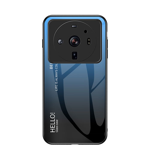 Silicone Frame Mirror Rainbow Gradient Case Cover M01 for Xiaomi Mi 12 Ultra 5G Blue