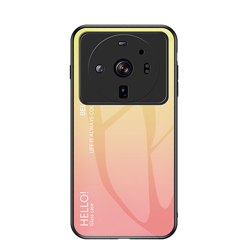 Silicone Frame Mirror Rainbow Gradient Case Cover M01 for Xiaomi Mi 12 Ultra 5G Orange
