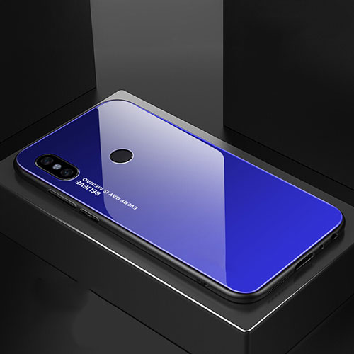 Silicone Frame Mirror Rainbow Gradient Case Cover M01 for Xiaomi Mi 6X Blue