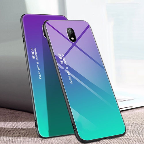 Silicone Frame Mirror Rainbow Gradient Case Cover M01 for Xiaomi Redmi 8A Green
