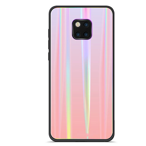Silicone Frame Mirror Rainbow Gradient Case Cover M02 for Huawei Mate 20 Pro Rose Gold