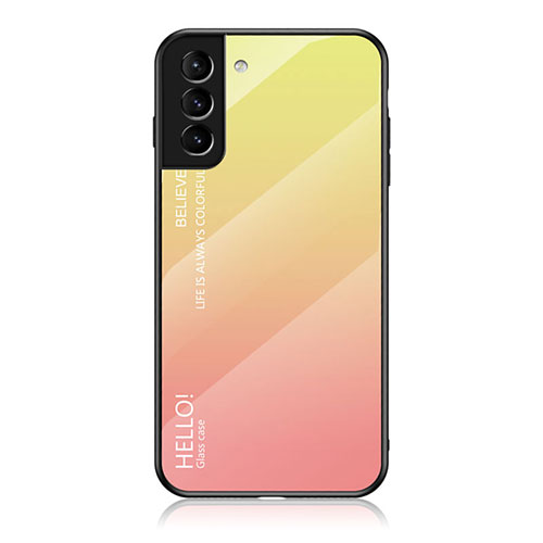 Silicone Frame Mirror Rainbow Gradient Case Cover M02 for Samsung Galaxy S21 FE 5G Orange