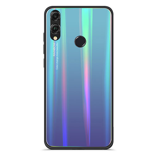 Silicone Frame Mirror Rainbow Gradient Case Cover R01 for Huawei Honor 8X Blue