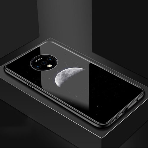 Silicone Frame Starry Sky Mirror Case Cover for OnePlus 7T Black